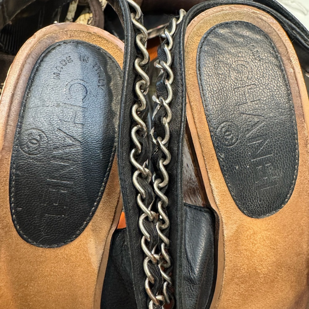 Authentic CHANEL Chic Black Wedge Sandals - Picture 14 of 14